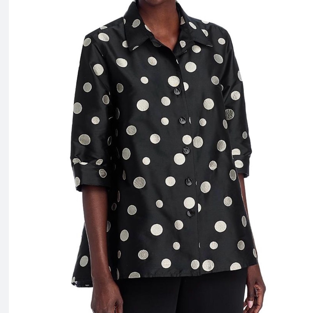 Caroline Rose Polka Dot Button-Up Women's blouse size medium